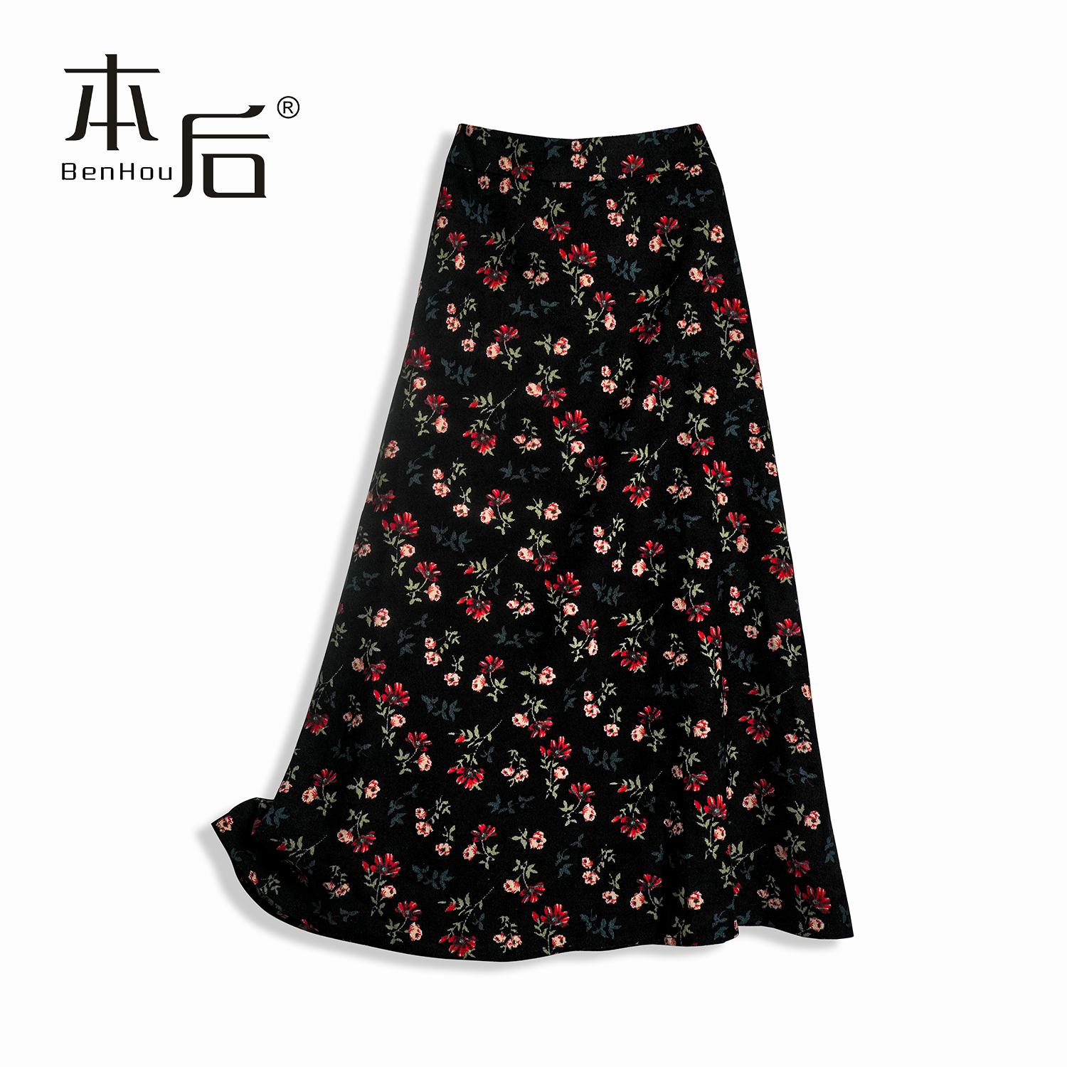 BenHou/本后9962灯芯绒碎花裙