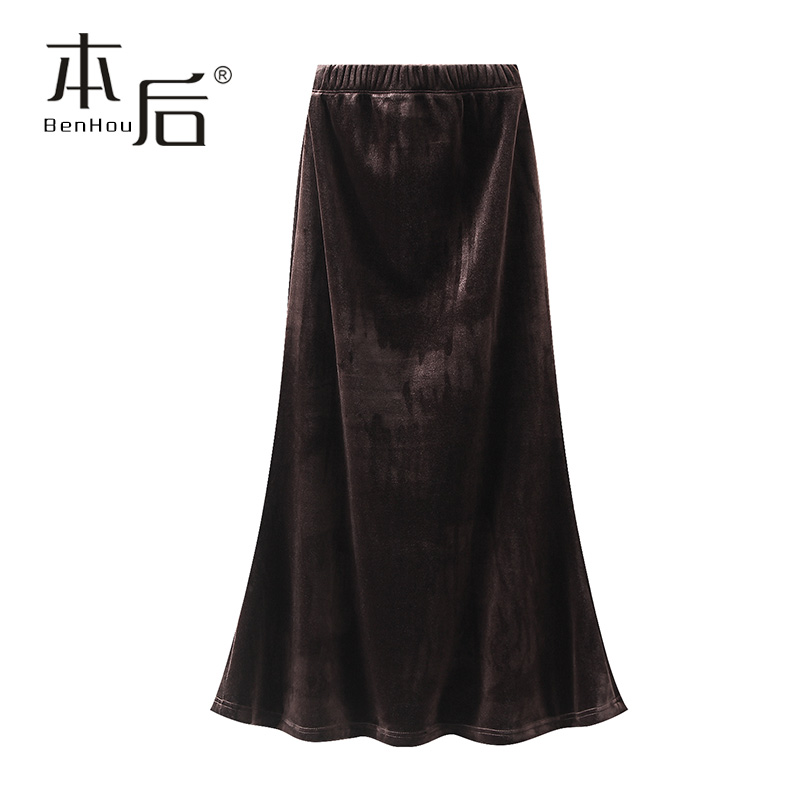 K821-加厚丝绒鱼尾半身裙