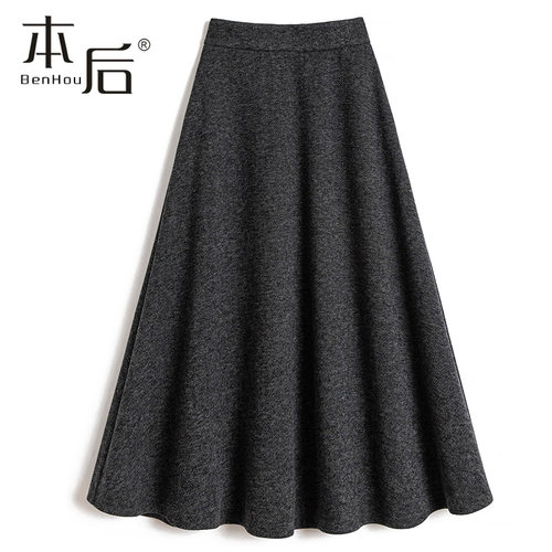 本后-8835高级灰羊毛呢半身裙