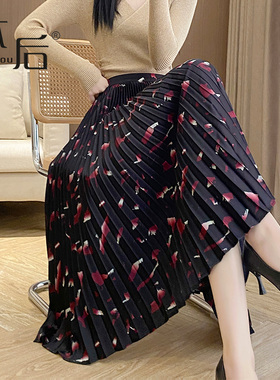 【清仓 高货】29819 垂感高腰风琴百褶裙半身裙春秋女中长款a字裙