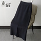 F1515D 开叉裙 中长款 软糯针织半身裙秋冬女加长款 包臀裙长裙大码