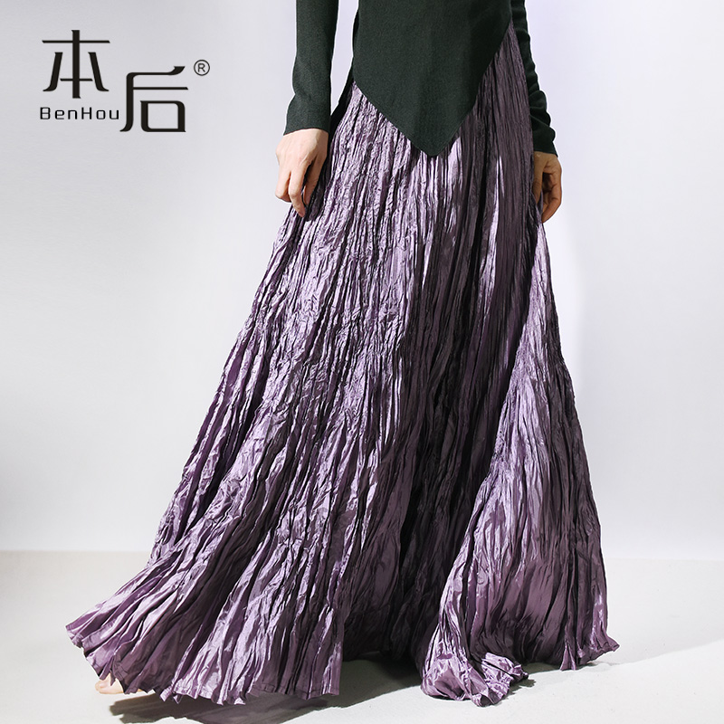 BenHou/本后2472褶皱拖地长裙