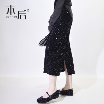 BenHou/本后2460亮片开叉裙