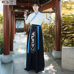 男孩汉服中国风夏季款古风仙气飘逸配马面裙的衬衫日常汉元素通勤