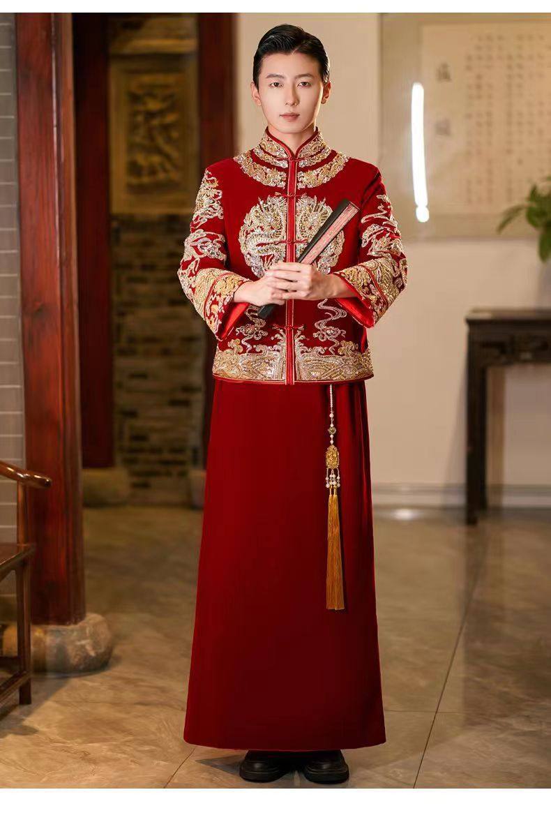 男士新中式婚服秀禾服大码唐装图片