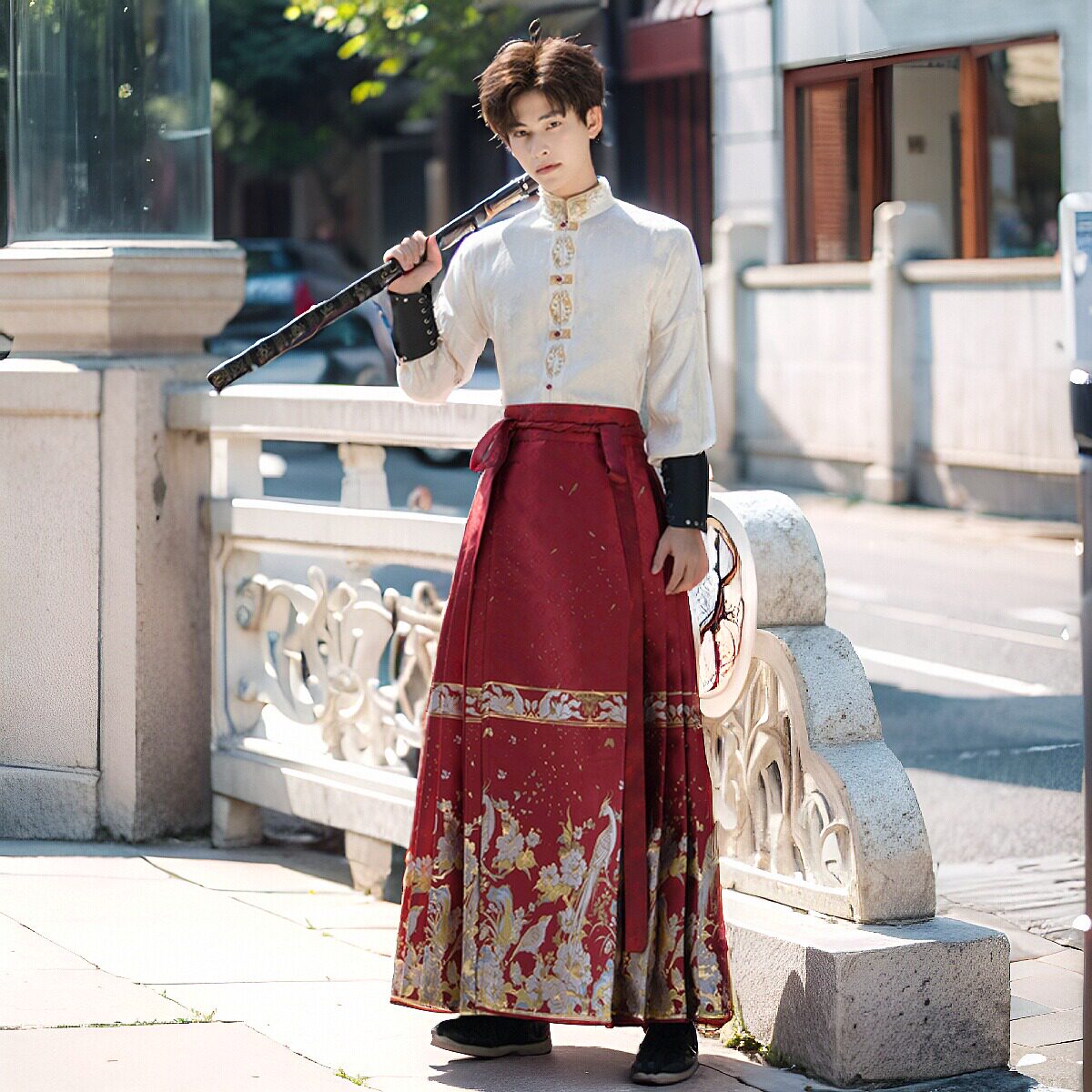 日常可穿马面裙马年汉服男士套装图片