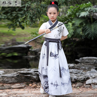 古风女装侠客女童汉服连衣裙夏装2023新款中国风薄款霸气汉服套装