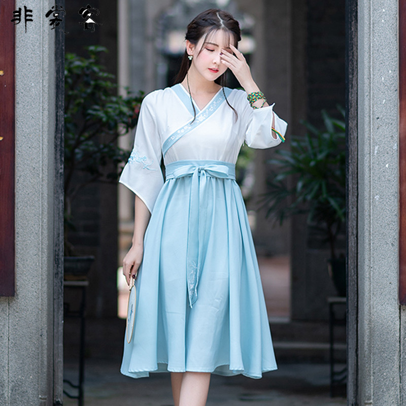 清仓改良国风日常复古风汉元素女装汉服改良连衣裙夏 学生少女裙