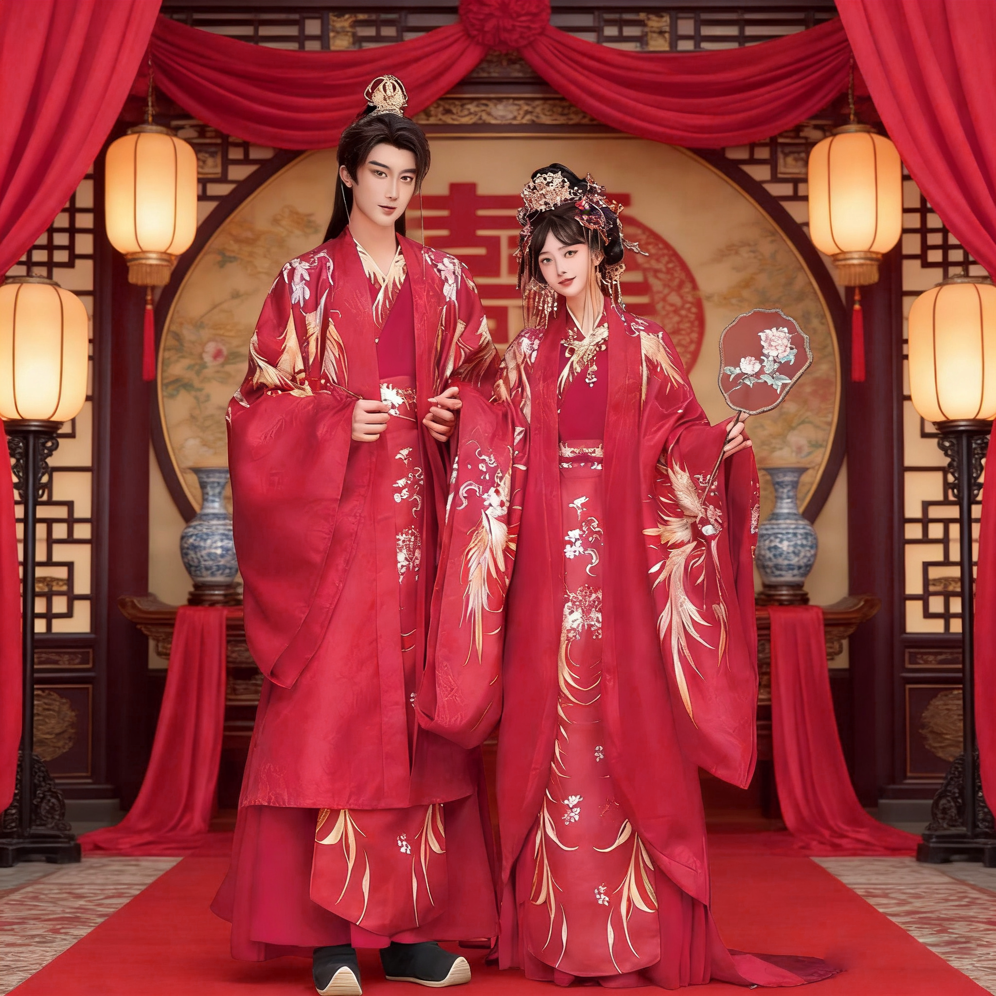 原创中式宋制婚服影楼情侣汉服2026新款提花古装婚纱照写真摄影服