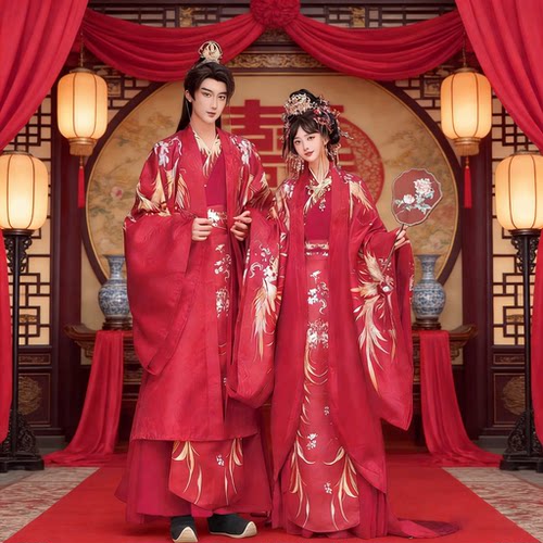 原创中式宋制婚服影楼情侣汉服2026新款提花古装婚纱照写真摄影服