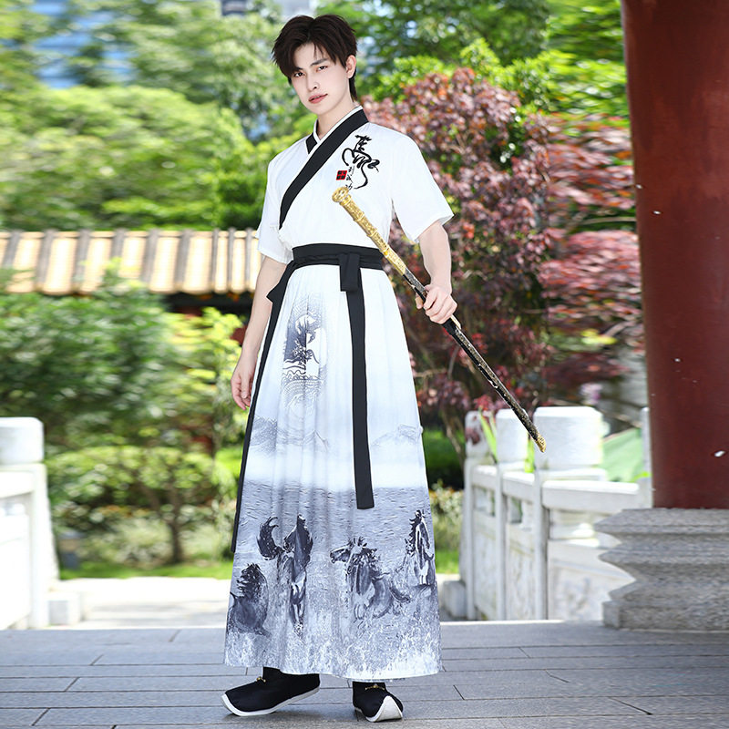 汉服男明制 男汉服古装中国风 古装男cos服 古风短袖男 夏款