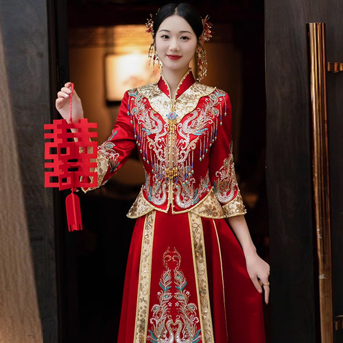 秀禾服婚服新娘重工结婚礼服旗袍