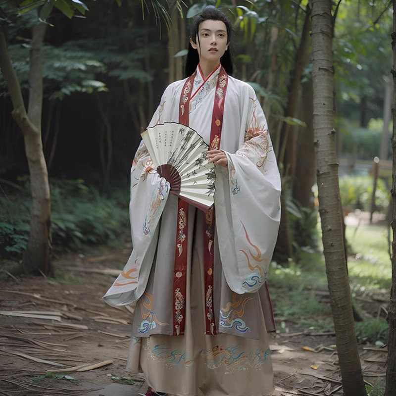 古装汉服男款交领魏晋大袖衫套装图片