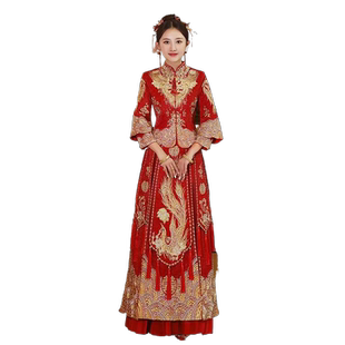 新娘秀禾服婚服女旗袍敬酒服中式小个子结婚婚纱礼服嫁衣龙凤褂