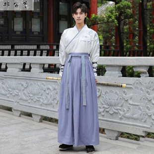 武侠衣服男汉服2023新款 素套装 夏款 流仙裙日常中国风汉元 广袖 古装