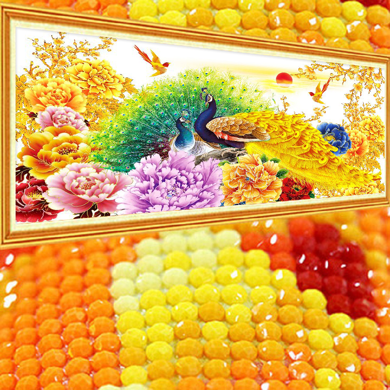 孔雀开屏2025年新款5D水晶钻石画满钻贴钻十字绣客厅高级感砖石秀