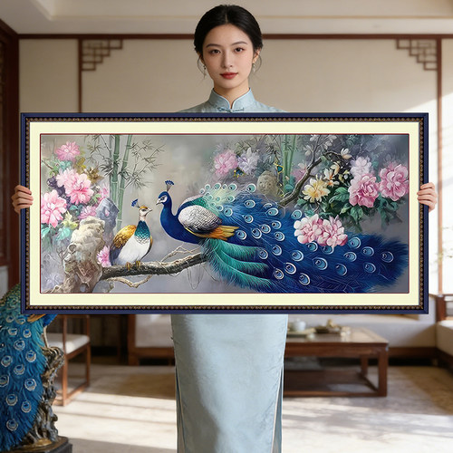 美式乡村客厅2026年十字绣牡丹花