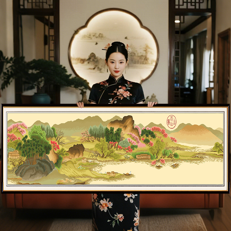 溪山春晓图2024新款自己手工刺绣