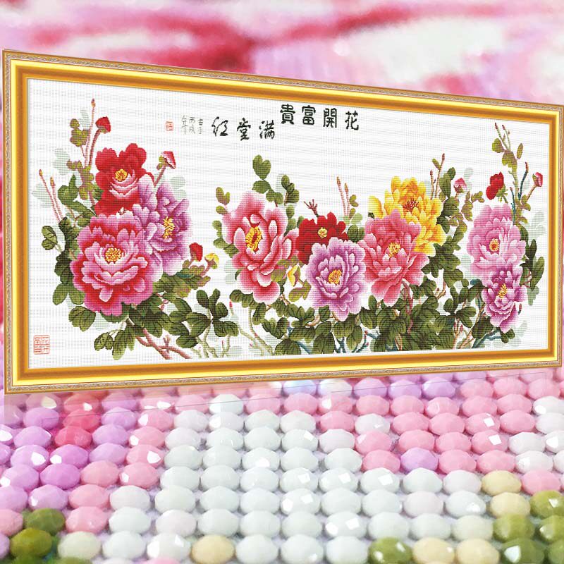 花开富贵牡丹花2026年新款5d水晶钻石画满钻点钻十字绣高级感客厅
