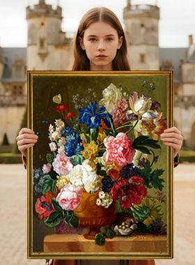 欧式油画花卉系列自己手工刺绣十字绣线绣2026年新款客厅竖版玄关