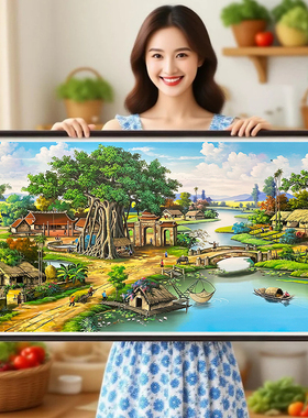 田园风景2026新款自己手工刺绣十字绣高端简单大气线绣高级感客厅