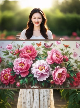 国色天香牡丹花2026年新款自己手工刺绣十字绣线绣客厅高级感蝴蝶