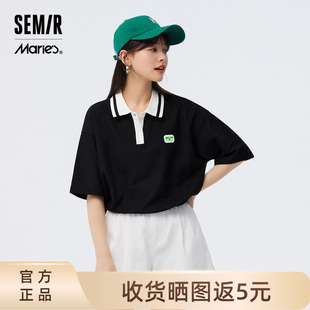2023夏季 女短款 商场同款 宽松小个子收腰上衣T恤 马利森马POLO衫