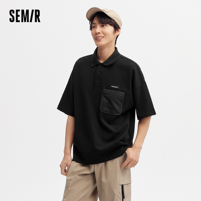 森马POLO衫男2024夏季新款潮流帅气户外风短袖上衣宽松半开襟男装