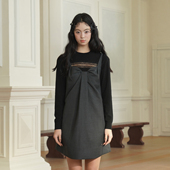 HSIYOUNWOOI羊毛立体蝴蝶结小众设计感显瘦高级感无袖 背心连衣裙