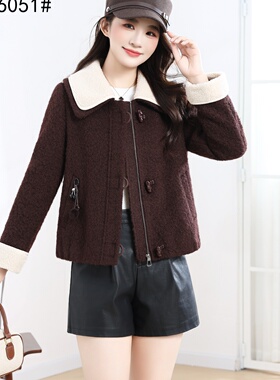 专柜正品56051冬款羊绒外套2025新款洋气双层大翻领年轻减龄女装