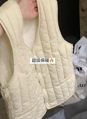 METWO 2204#三明治保暖马甲女2025秋冬新款加绒加厚无袖背心开衫