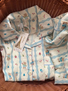 多巴胺条纹小熊云朵棉长袖 睡衣女宽松甜美宿舍家居服2024秋新 长裤