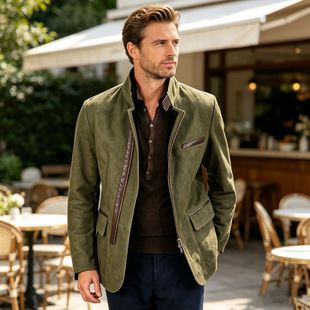 2026新款男士立领密歇根夹克撞色盖袋合体拉链保暖男士夹克外套