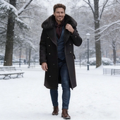 2025秋冬款 跨境欧美休闲优质毛领毛呢大衣纯色修身 型双排扣外套