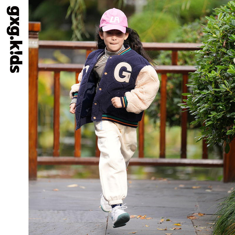 gxgkids童装儿童外套秋冬新款保暖棒球服夹克上衣男童洋气