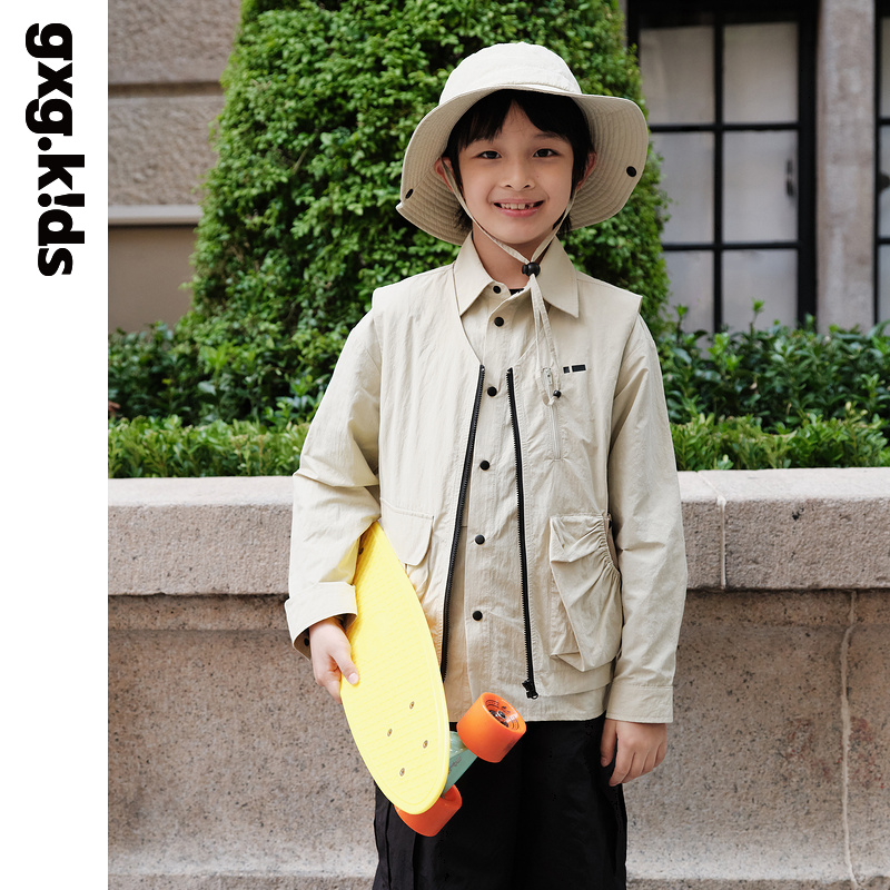 gxgkids童装儿童衬衫马甲背心春季新款男童外套洋气中大童