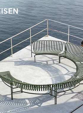 PALISSADE 公园长椅户外靠背铁艺室外椅子庭院广场长条椅休闲凳子