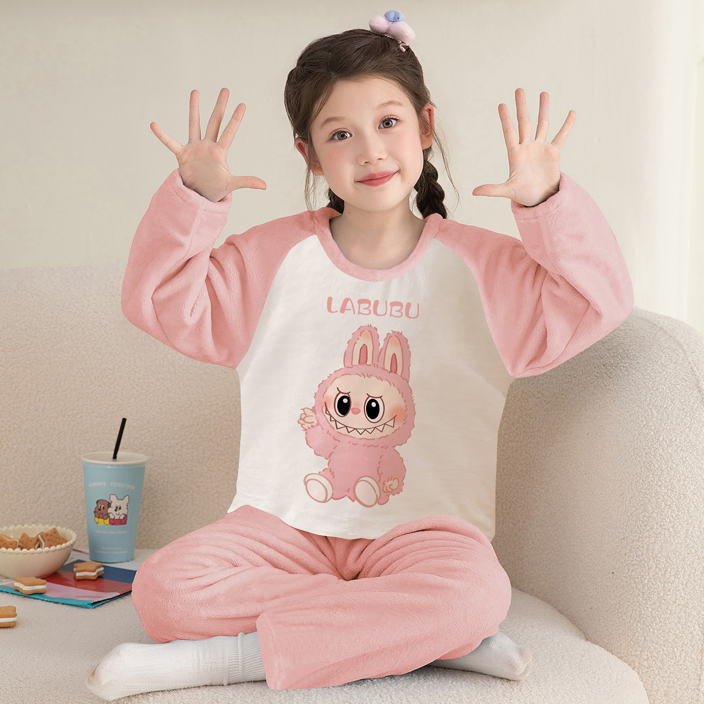 女童冬装大童拉布布珊瑚绒家居服