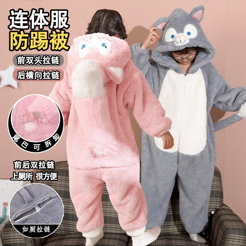 男童连体睡衣冬季男女孩