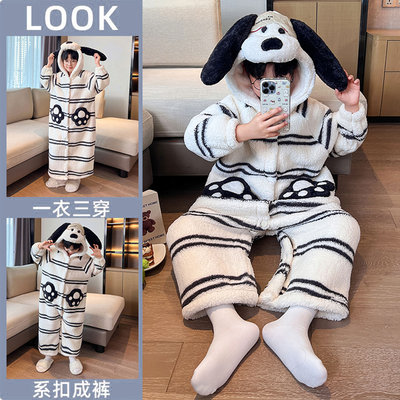 珊瑚绒睡袍男童冬季帕恰狗连体衣