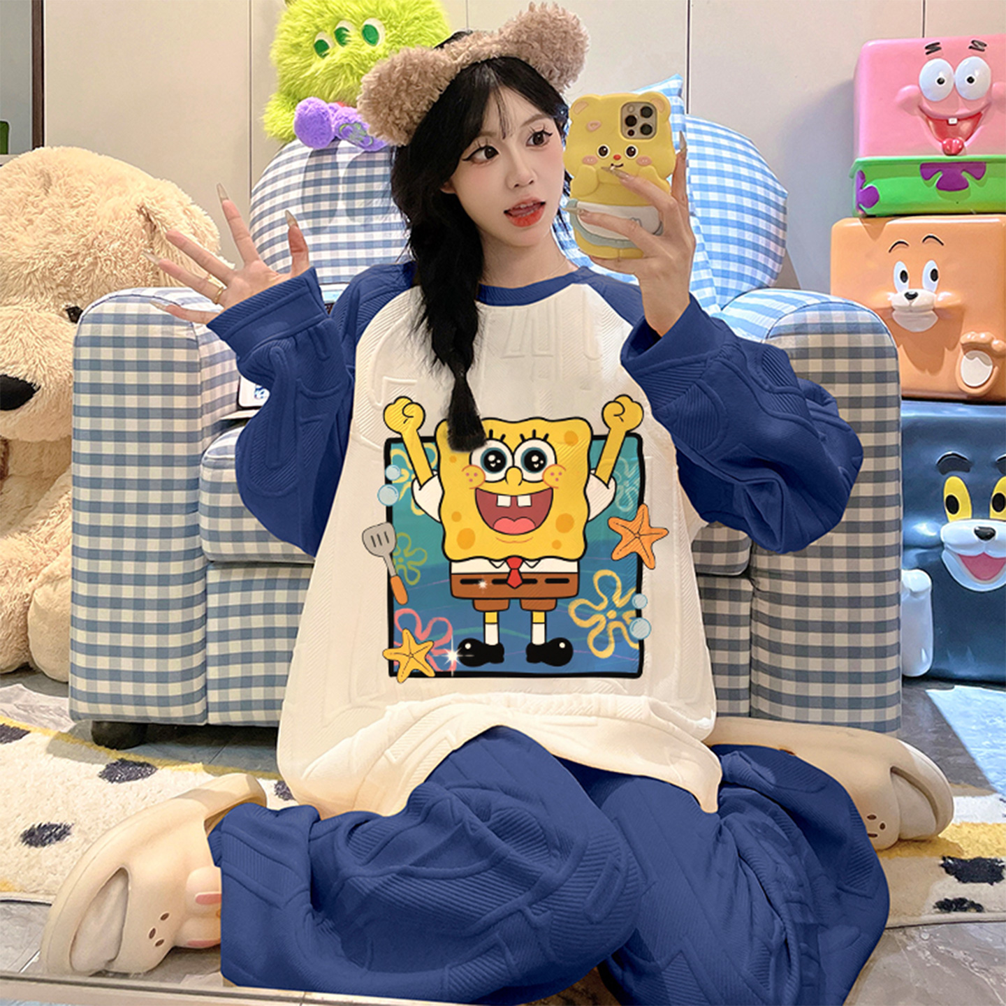 冬季女空气棉海绵宝宝保暖家居服