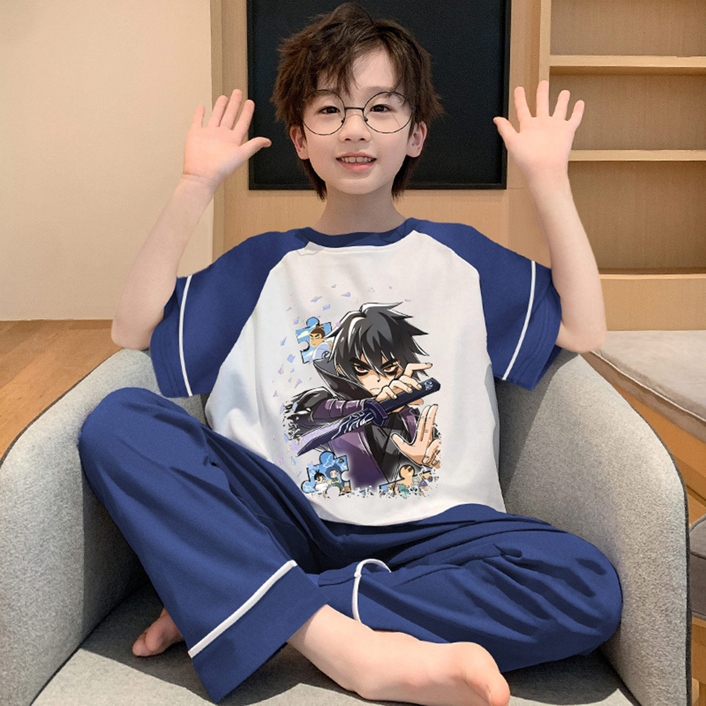 男童睡衣刺客伍六七2026新款男孩夏季短袖长裤纯棉春季儿童家居服