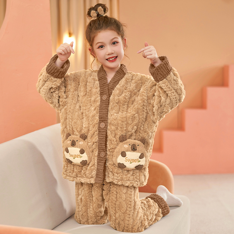 卡皮巴拉睡衣女童冬季加厚加绒款