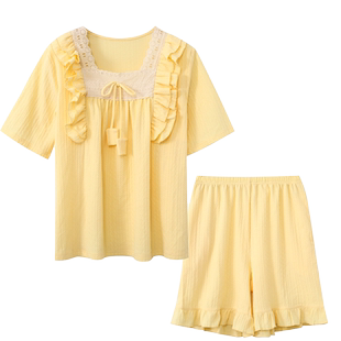 带胸垫防凸点儿童睡衣2025新款纯棉女童宝宝夏季薄款短袖家居服