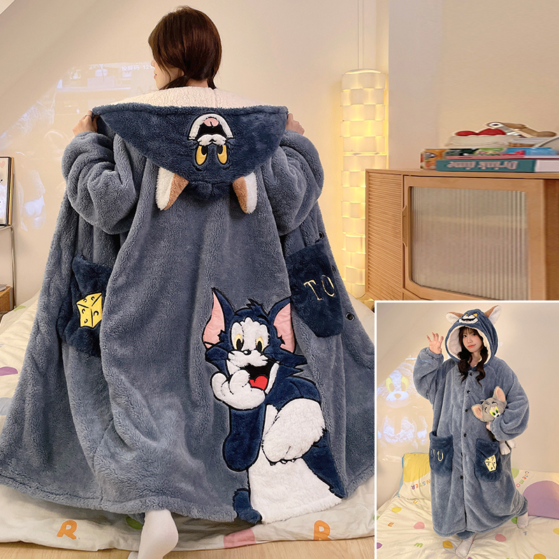 汤姆猫法兰绒睡衣女童睡袍秋冬季