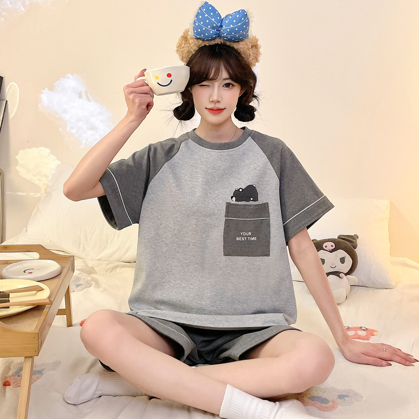 夏季女款纯棉短袖薄款大码家居服