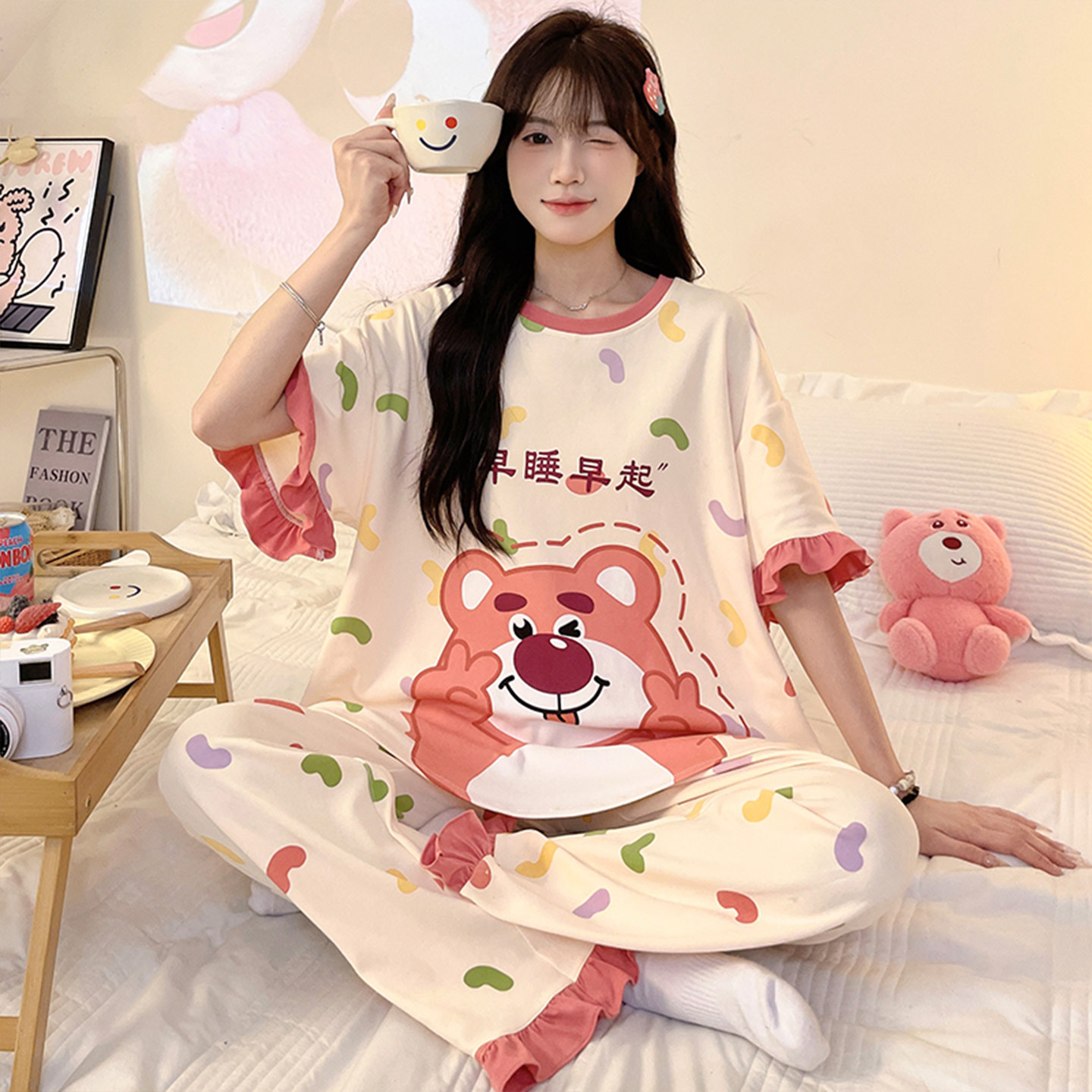 女童睡衣夏季短袖纯棉薄款