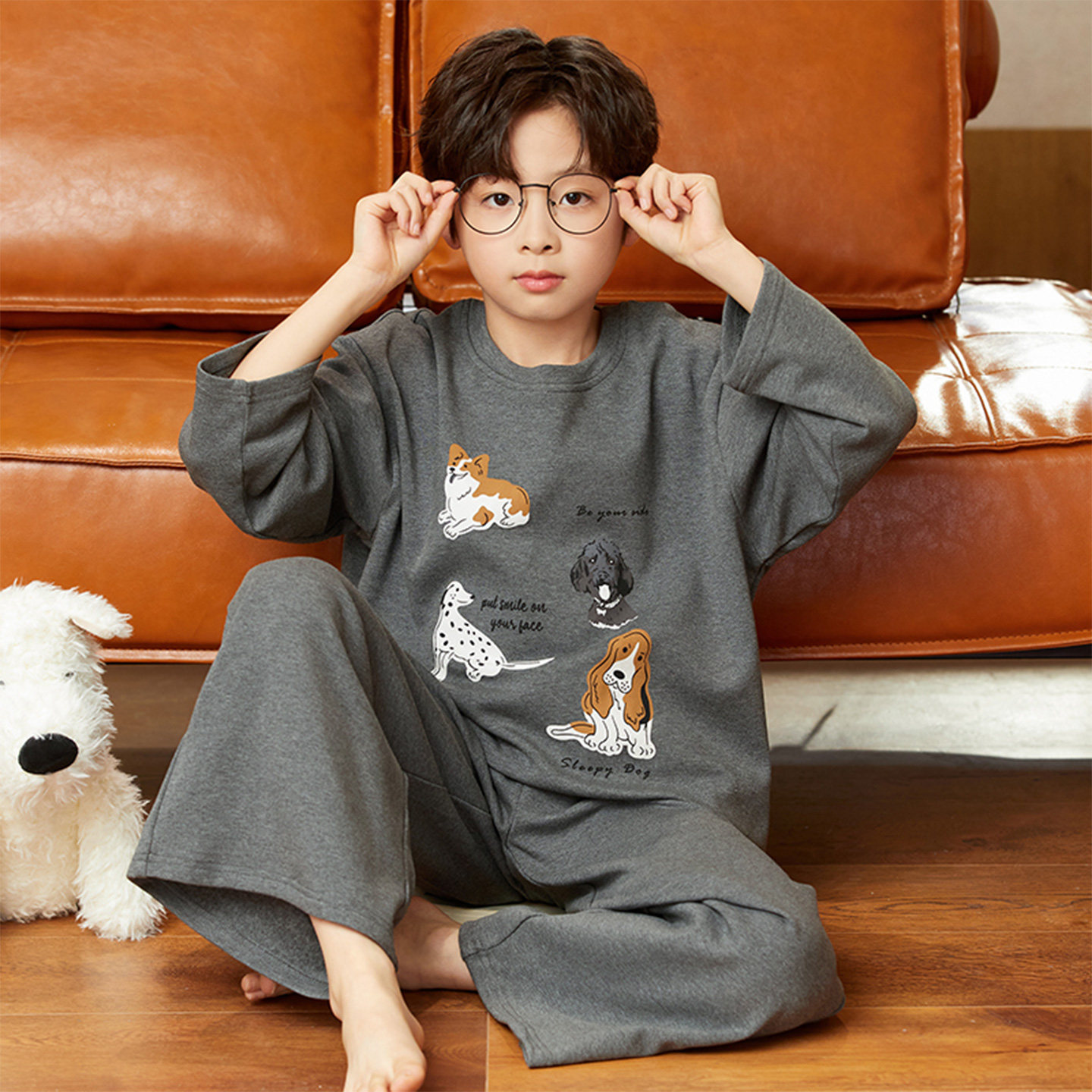 2026新款儿童睡衣男童春秋纯棉长袖中大童男孩卡通小狗家居服套装,童装/婴儿装/亲子装,家居服套装,淘宝优惠券,粉丝福利购,淘宝优惠卷