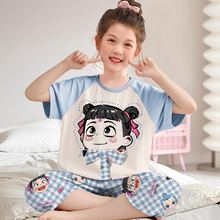 七分裤儿童睡衣女童纯棉薄款夏季大童女孩短袖家居服哪吒2025新款