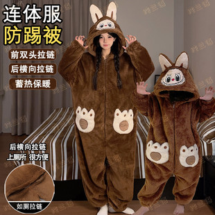 儿童家居服亲子装 2025新款 装 LABUBU珊瑚绒睡衣连体拉布布母女冬季